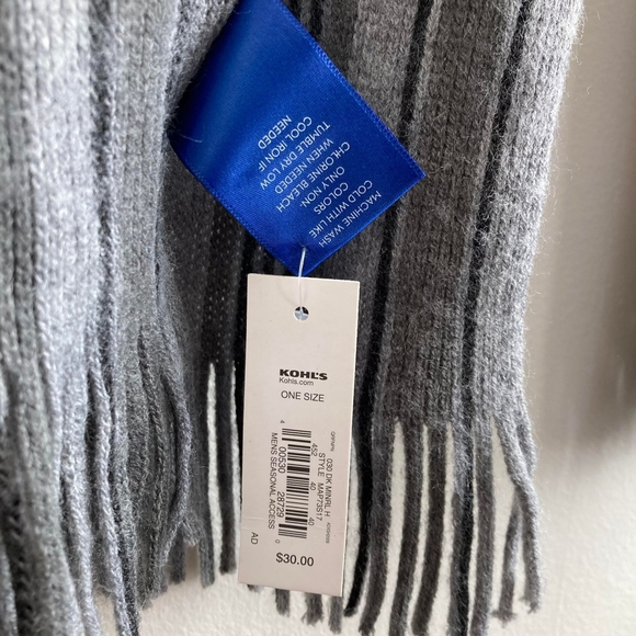 ❄️Apt9 | Gray | Mens | Scarf | Tassle | Striped | Winter | Cold - Picture 3 of 4